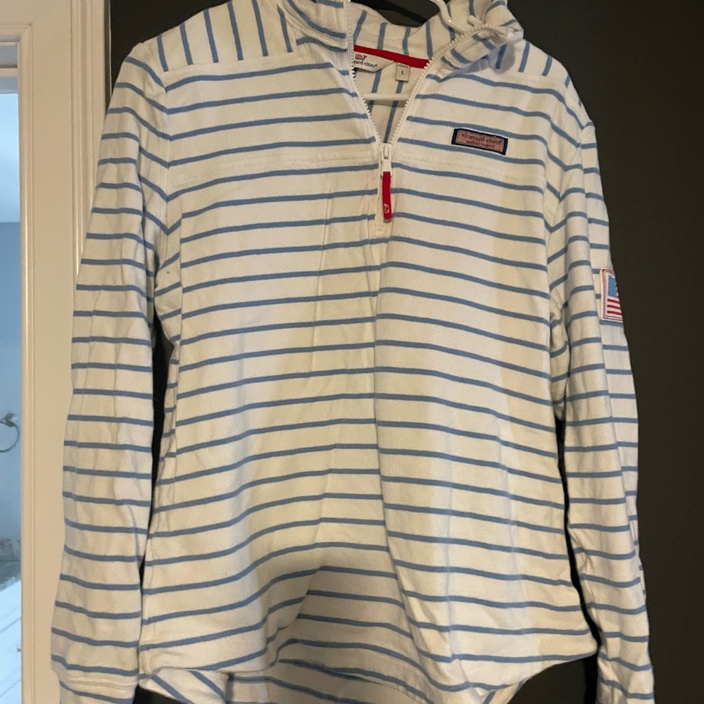 Vineyard Vines Blue and White Striped Pullover